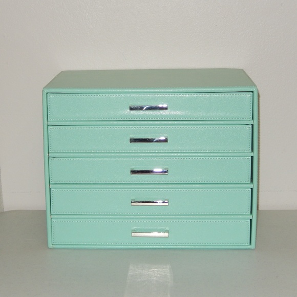 5 Drawer Jewelry Box Case Organizer Tiffany Blue - Picture 7 of 7